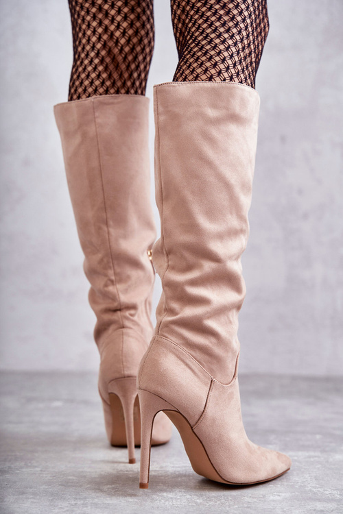 Класичні замшеві чорні чоботи на бежевій Ameya