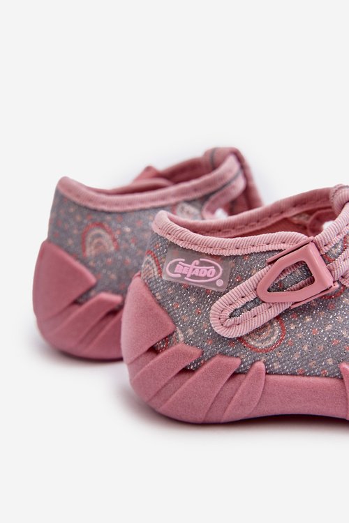 Зручні дитячі тапочки BEFADO 110N490 сіро-рожеві