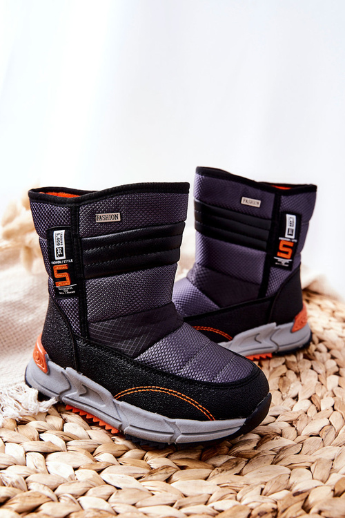 Дитячі утеплювальні високі чоботи чорного кольору