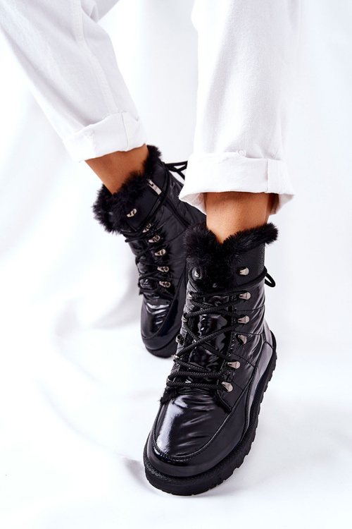 Високі зимові черевики на флісовій підкладці чорні Sneezy