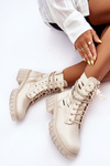 Модні черевики на шнурівці з декоративною смужкою Бежеві Rocky