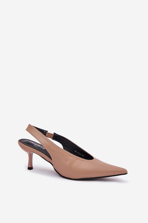 Туфлі З Відкритою П'ятою Еко Шкіра Темно-бежеві Aricandia