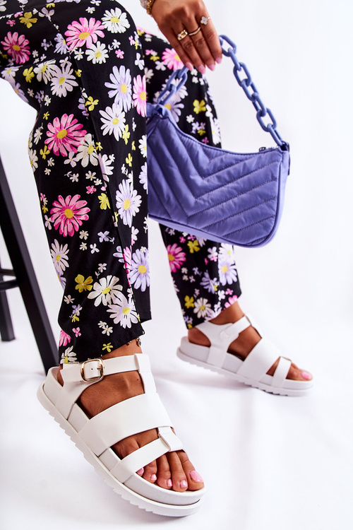 Шкіряні сандалі на платформі білі Tessy