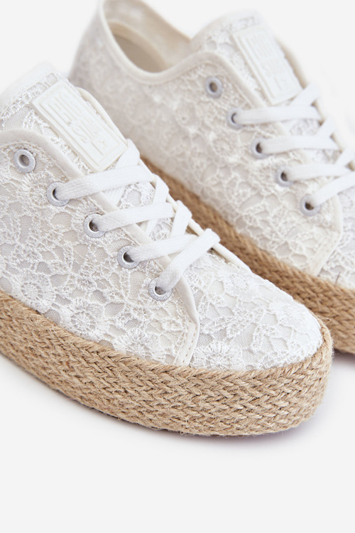 Жіночі плетені кросівки на платформі Big Star LL274199 Білі