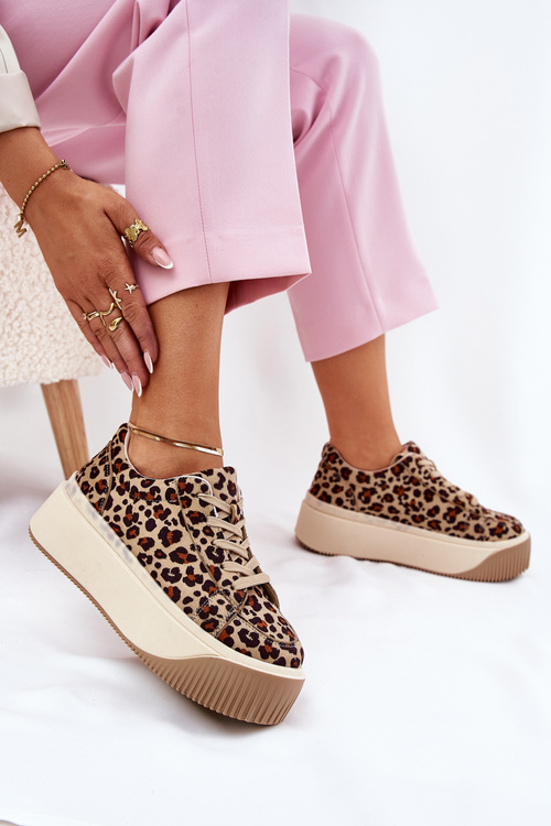 Кросівки На Масивній Платформі Гладкі Бежеві Tirvanis