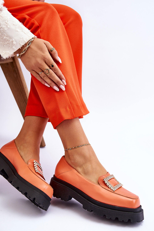 Зручні шкіряні лофери оранжевого кольору Agathe