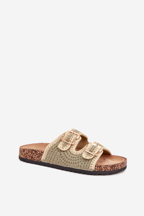 В'язані Жіночі Сандалі З Золотими Пряжками Зелені Fenira