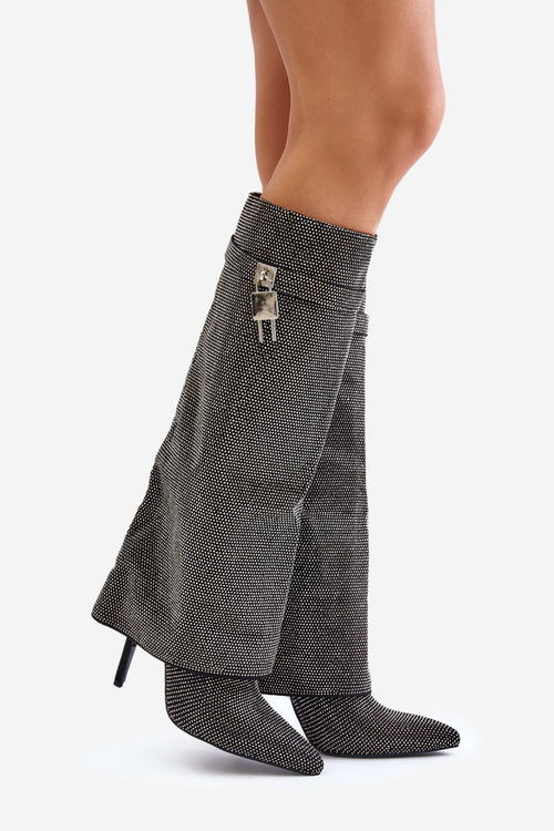 Декоровані слипони на шпильці з відворотним халявою чорні Enathlin