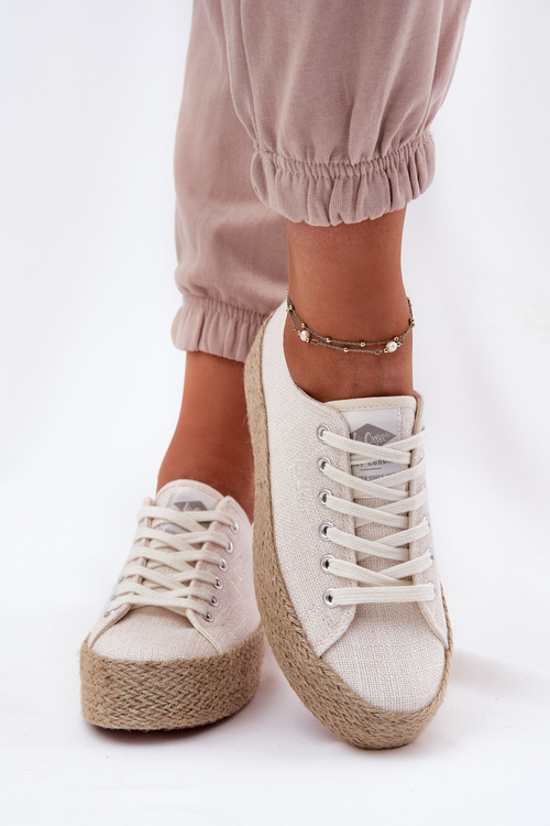 Жіночі Кросівки На Платформі З Плетінням Lee Cooper LCW-25-02-3284 Світло-бежеві