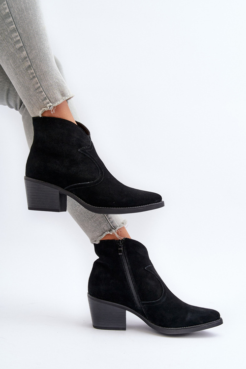 Замшеві ковбойські черевики на блискавці D&A SN622-29 чорні