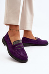 Жіночі мокасини з прикрасами фіолетового кольору Dananei