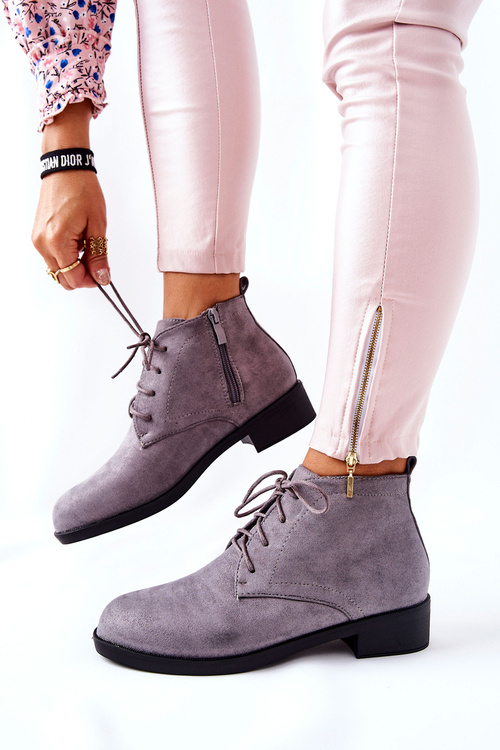 Утеплені чоботи на блискавці сірі Malitea