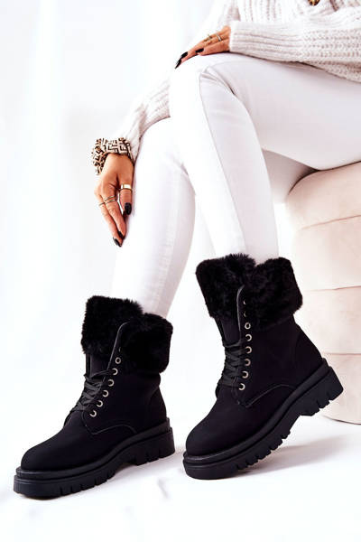 Шкіряні черевики з хутром Black Farley