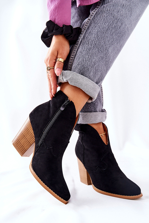 Чоботи жіночі на підборах чорні меронет