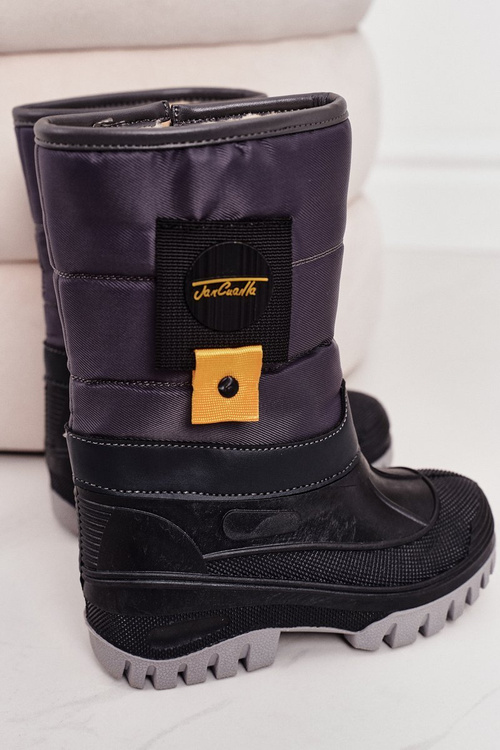 Дитячі снігові чоботи утеплені хутром сірого кольору Rubbi