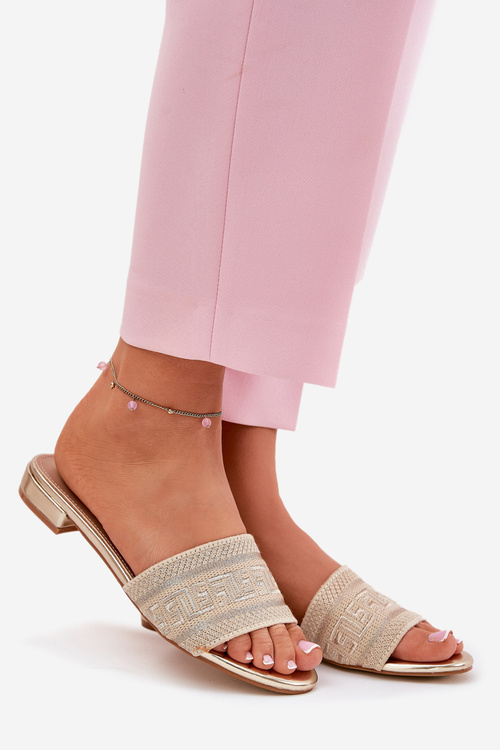 Жіночі Сандалі На Плоскому Каблуці Золоті Fexxy