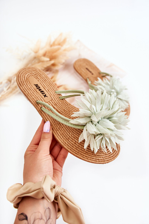 Жіночі шльопанці з тканинним орнаментом Зелений Eviana