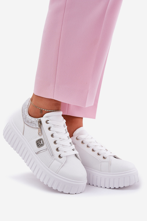 Спортивне Взуття Для Жінок На Платформі З Еко Шкіри Білі Velionna