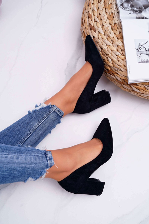 Жіночі високі чоботи на шпильці замшеві чорні Femmini