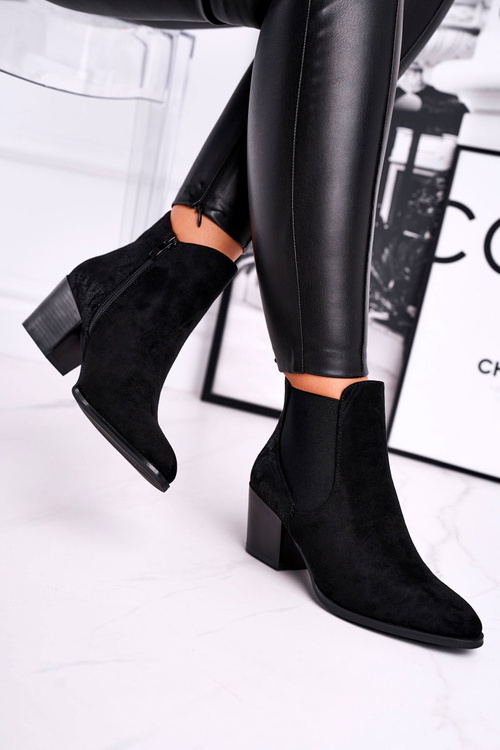 Чоботи жіночі на високому каблуці Sergio Leone Suede Black BT613