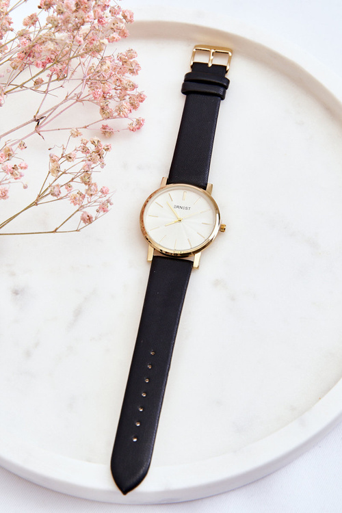 Жіночий годинник із золотим корпусом Ernest Black Vega