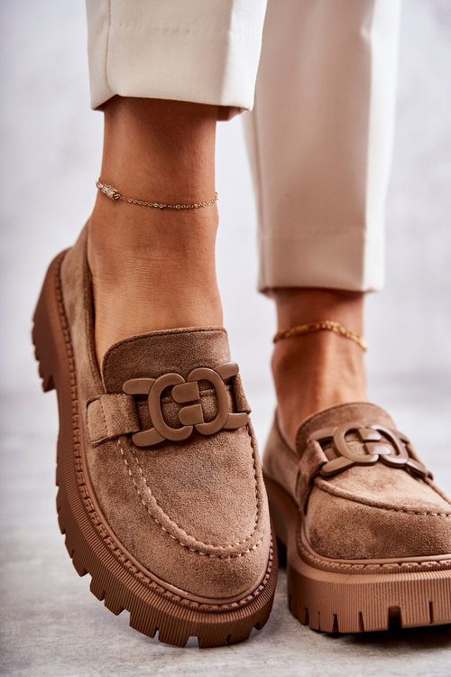 Жіночі броги замшеві з декором темно-бежеві Leeza