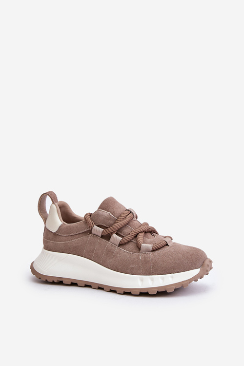 Жіночі замшеві кросівки на товстій шнурівці бежеві Artiker 54C1409