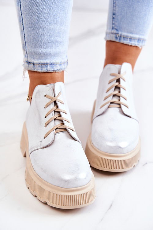 Броги На Масивній Підошві Ніколь 2701/005 Біло-Срібло