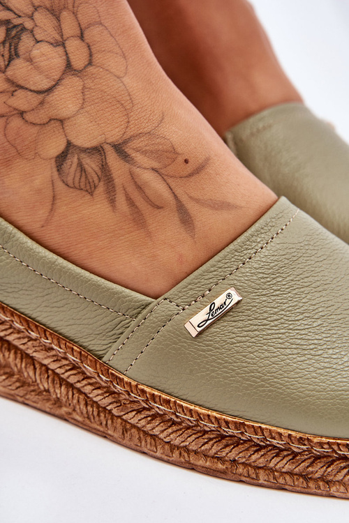 Жіночі шкіряні еспадрільї на танкетці Green Hadlee