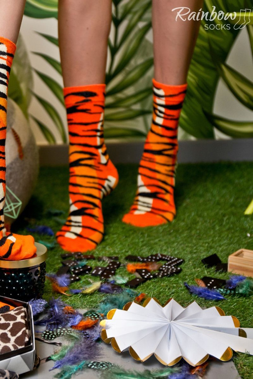 Райдужні шкарпетки з мотивами диких тварин Жираф Пантера Тигр 3 пари