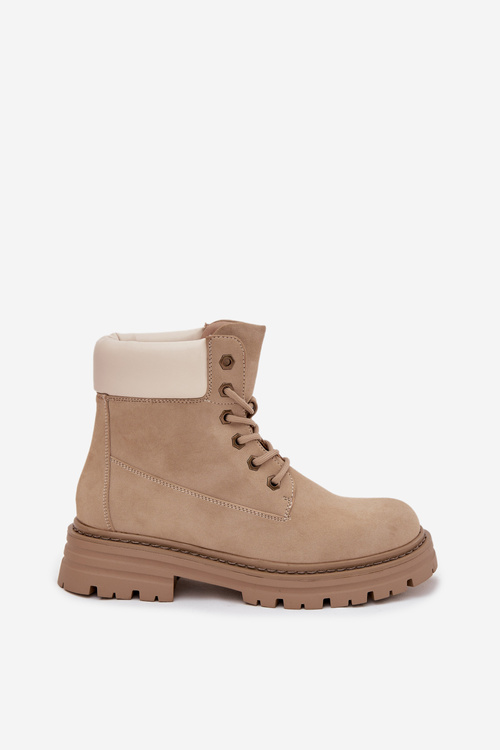 Жіночі шнуровані чоботи бежеві Norena