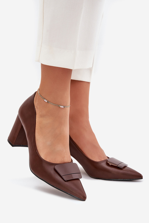 Туфлі На Каблуку З Декорацією Коричневі Celira