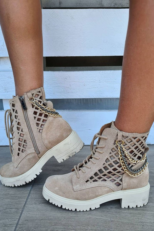 Ажурні замшеві черевики Lewski Shoes 3030-0 Пісок
