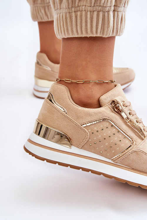 Жіноче спортивне взуття з декоративною блискавкою бежеві Adrea