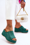 Жіночі тапочки на масивній платформі Green Martina