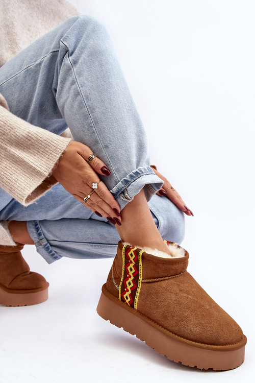 Шкіряні Замшеві Чоботи Для Снігу Жіночі На Грубій Підошві Кемел Вебіссат