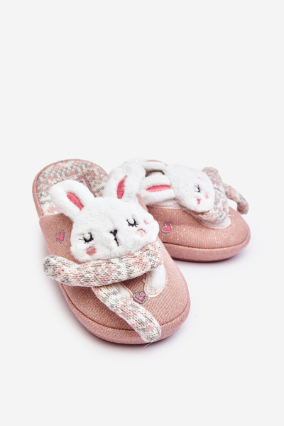 Дитячі тапочки на товстій підошві рожеві зайчики Dasca