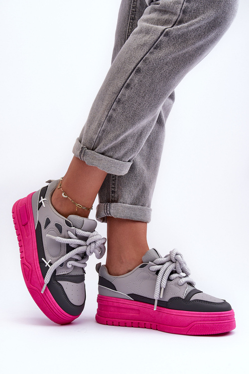 Жіночі кросівки на платформі сірі Finos