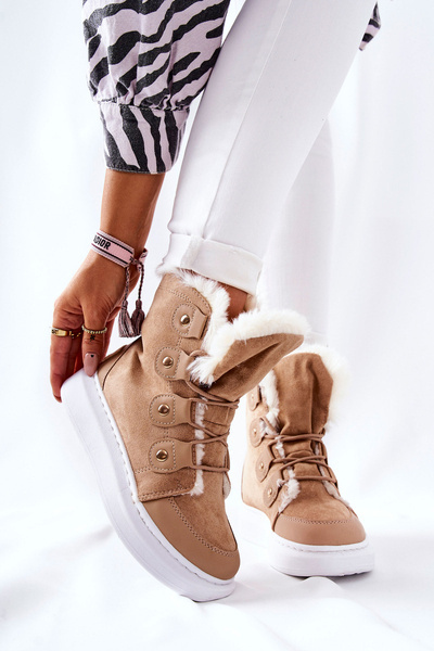 Чоботи на флісовій підкладці Бежеві Хоппі