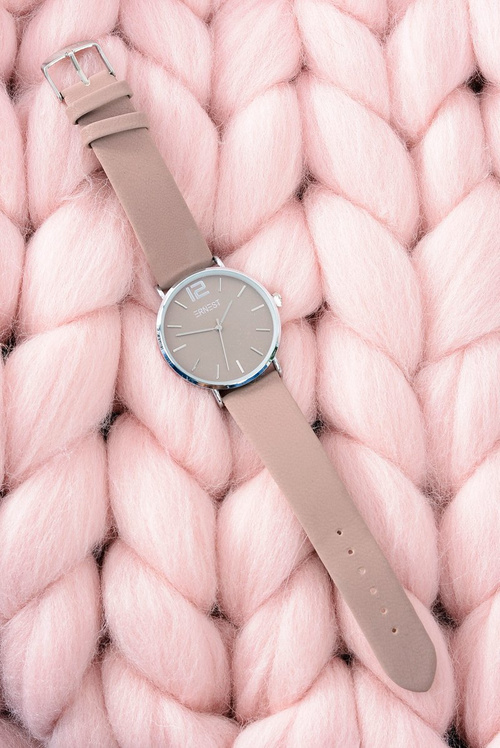 Шкіряний коричневий жіночий годинник срібний конверт Ernest