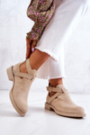 Жіночі шкіряні ботильйони з вирізом світло-бежевого кольору Ramos