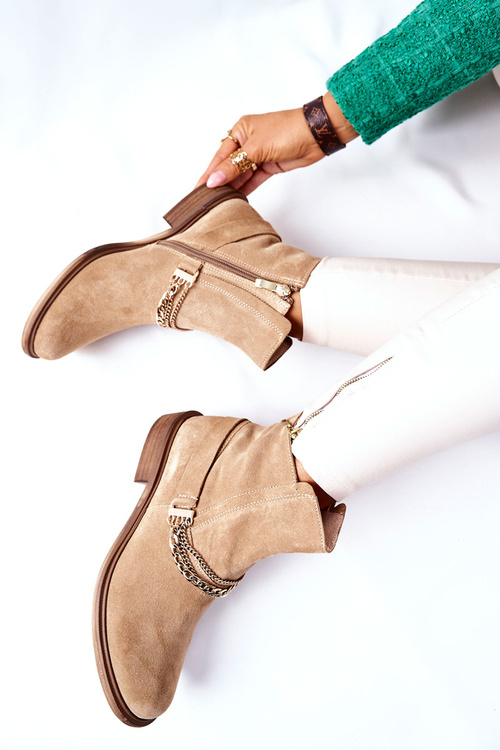 Жіночі замшеві чоботи Nicole Leather Beige Dome