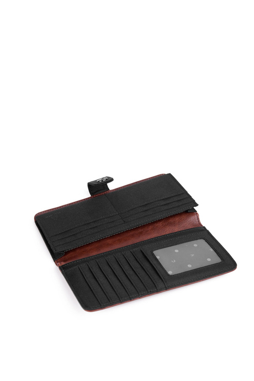 Жіночий шкіряний гаманець на блискавці коричнево-чорний Florience