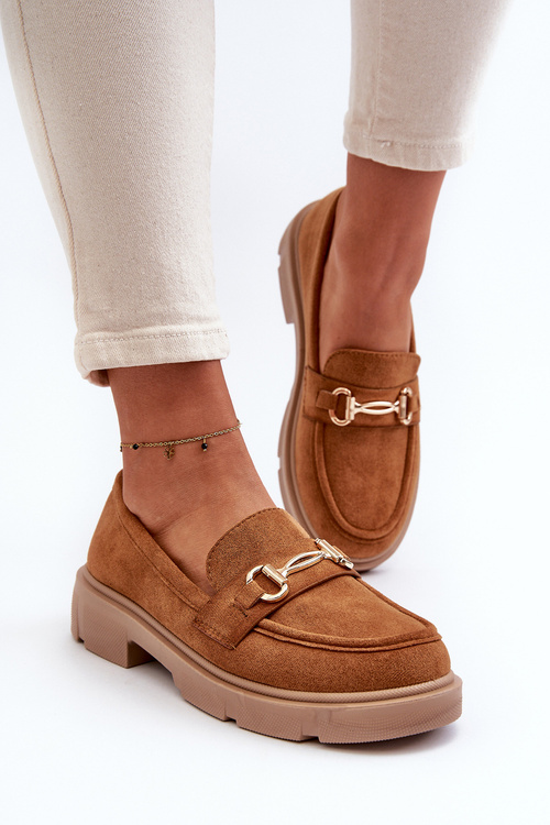 Жіночі лофери із золотим декором Eco Suede Camel Lighas