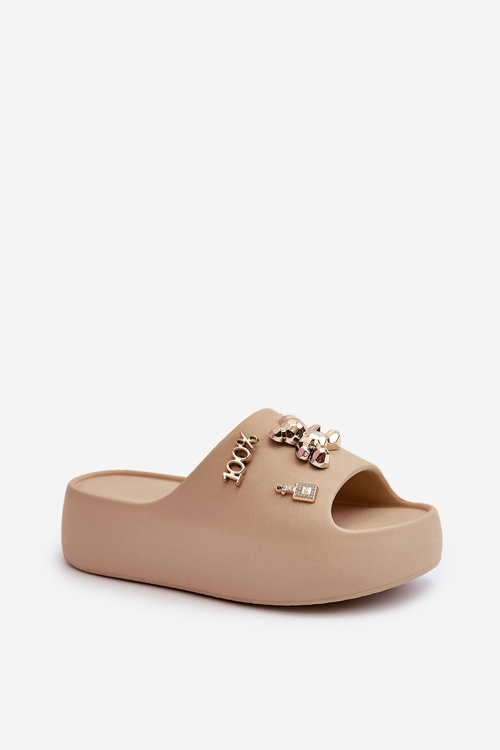 Жіночі легкі пінопластові сандалі з прикрасами темно-бежевого кольору Orchia