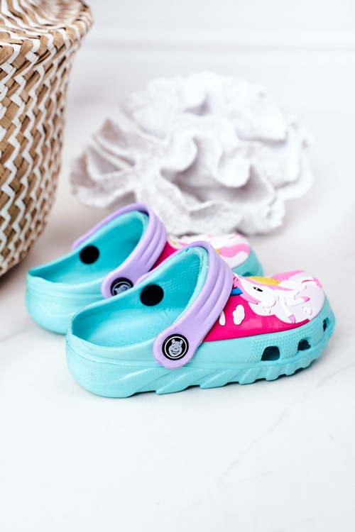 Дитячі поролонові тапочки з єдинорогом бірюзові