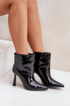 Лакові Чоботи На Носок З Поділом Чорні Seliri