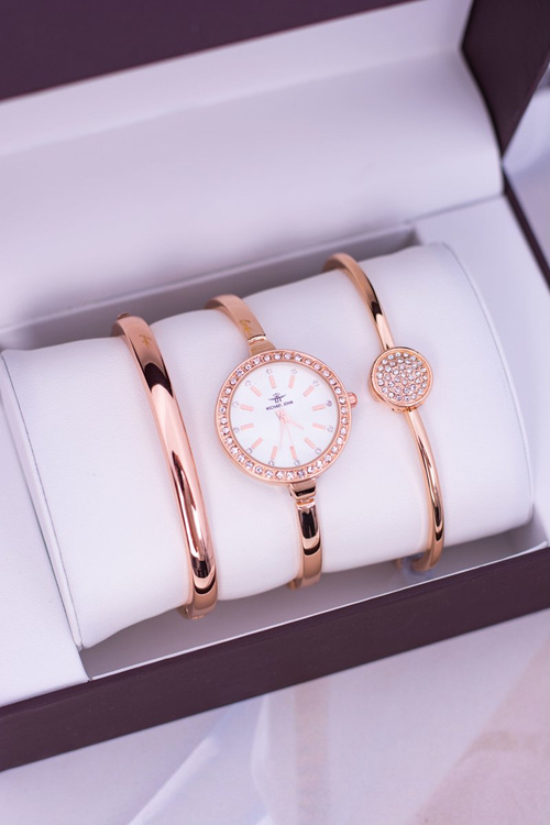 Набір жіночих годинників Michael John Два браслети Рожеве золото