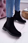 Жіночі замшеві чоботи на шпильці чорні 8BT35-0585