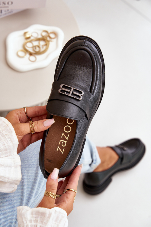 Zazoo 20102 Стильні лофери з лакованої шкіри на масивній платформі чорні